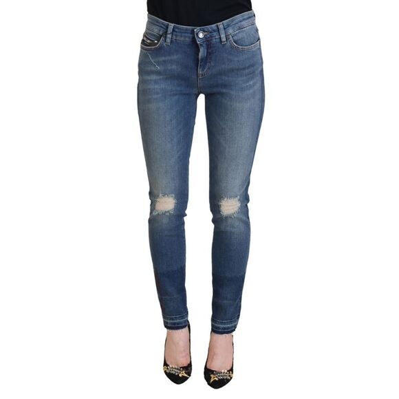 Dolce & Gabbana Blue Washed Cotton Tattered Denim Women's Jeans